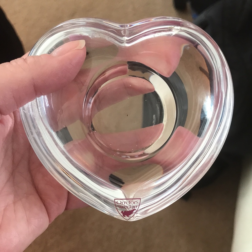 Orrefors Crystal “Amour” Heart Votive Candle Holder